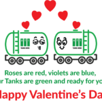 A cartoon of two ATI branded tanks facing each other with hearts suggesting Valentine's Day