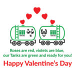 A cartoon of two ATI branded tanks facing each other with hearts suggesting Valentine's Day