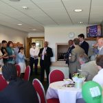 Champion jockey, Bob Champion, talking to the ATI team at the Charles Lumsden Memorial race day