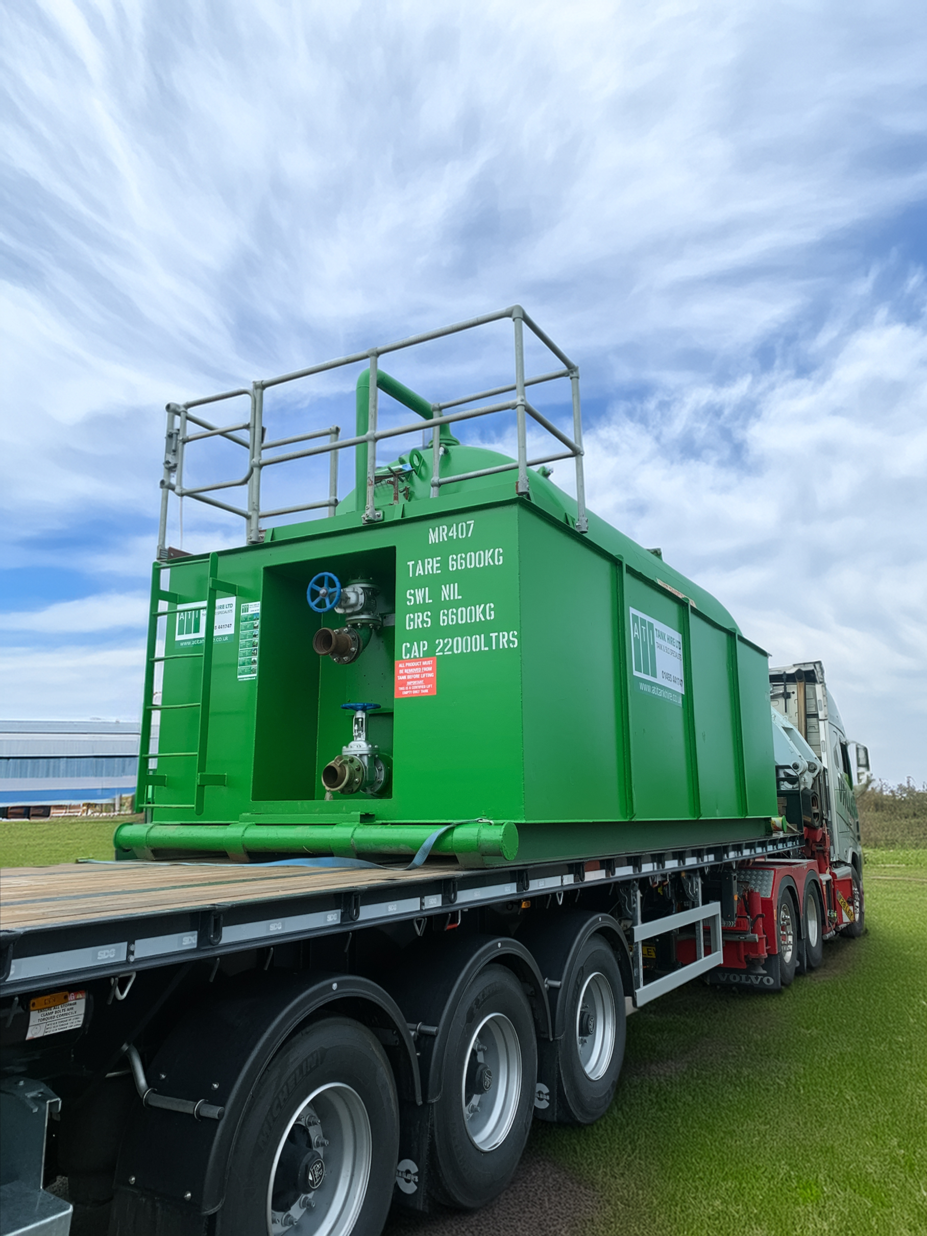 Tank being delivered