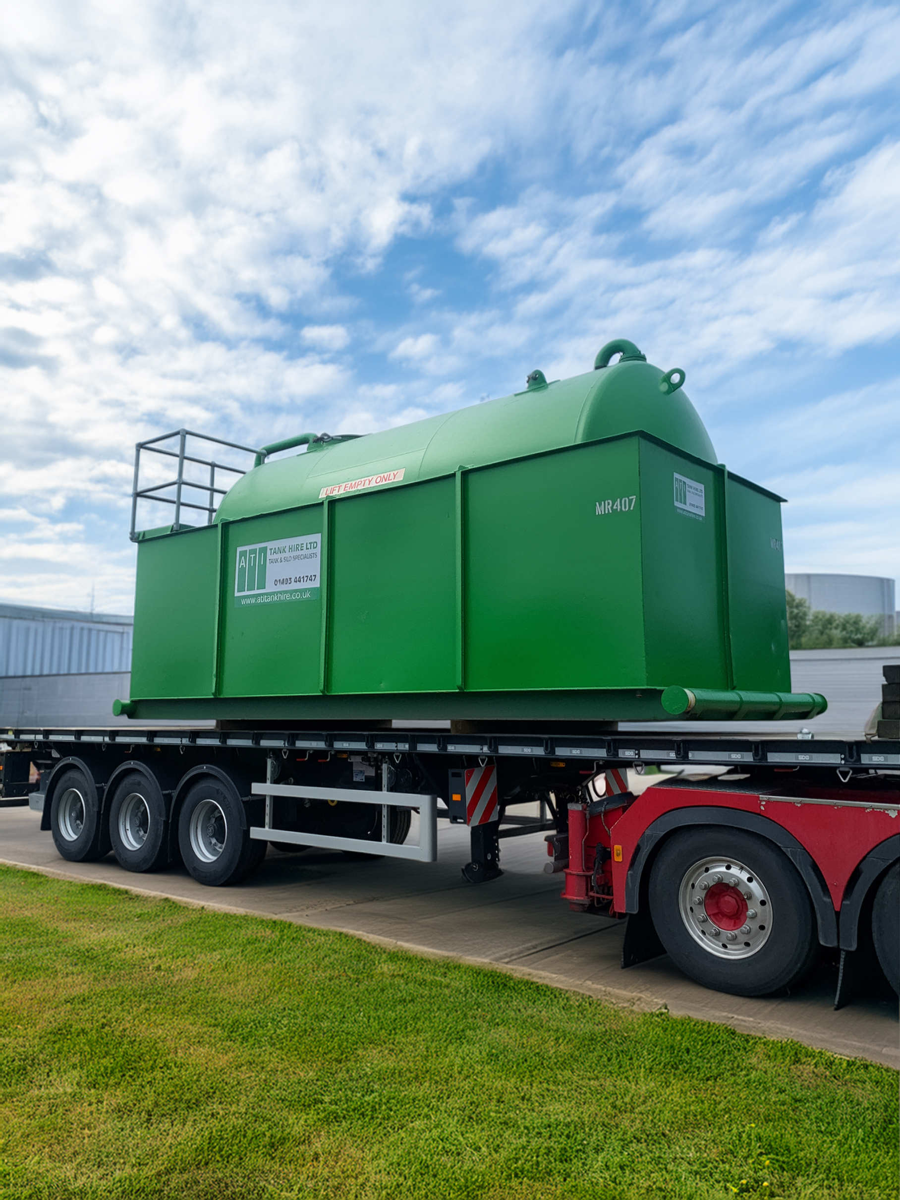 Tank being delivered