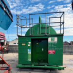 End view of an ATI 110% bunded tank in situ on a dock