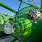 Close up view of the bottom section of a 45m³ vertical silo