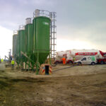 Four of ATI's vertical gravity silos on site