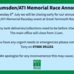 Notification of changed hours due to ATI Race Day