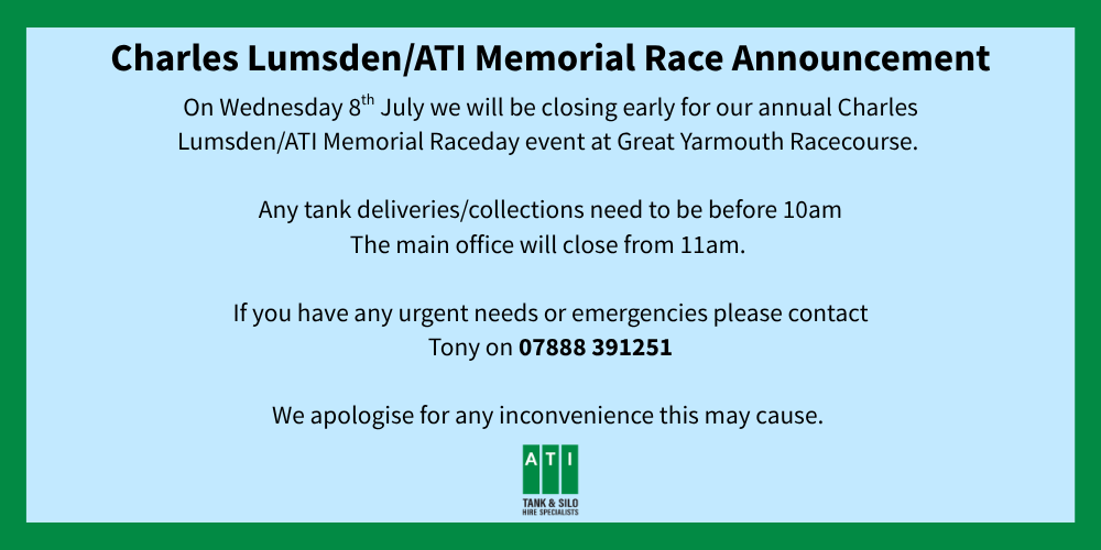 Notification of changed hours due to ATI Race Day
